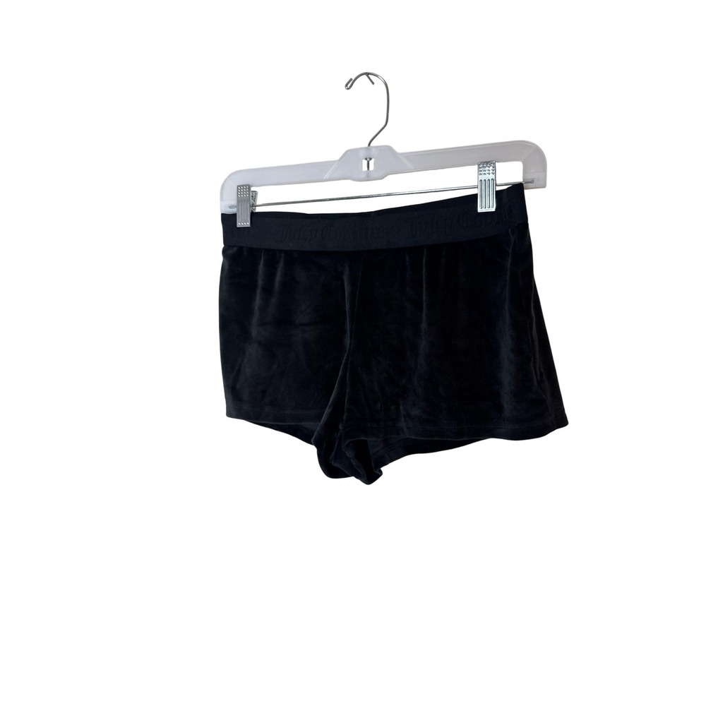 Juicy Couture Sleep Shorts Womens Small Black Velour Rhinestone Juicy Lounge